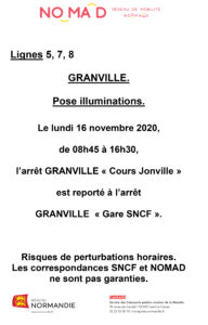 Report de l’arrêt MANEO cours Jonville lundi 16 novembre