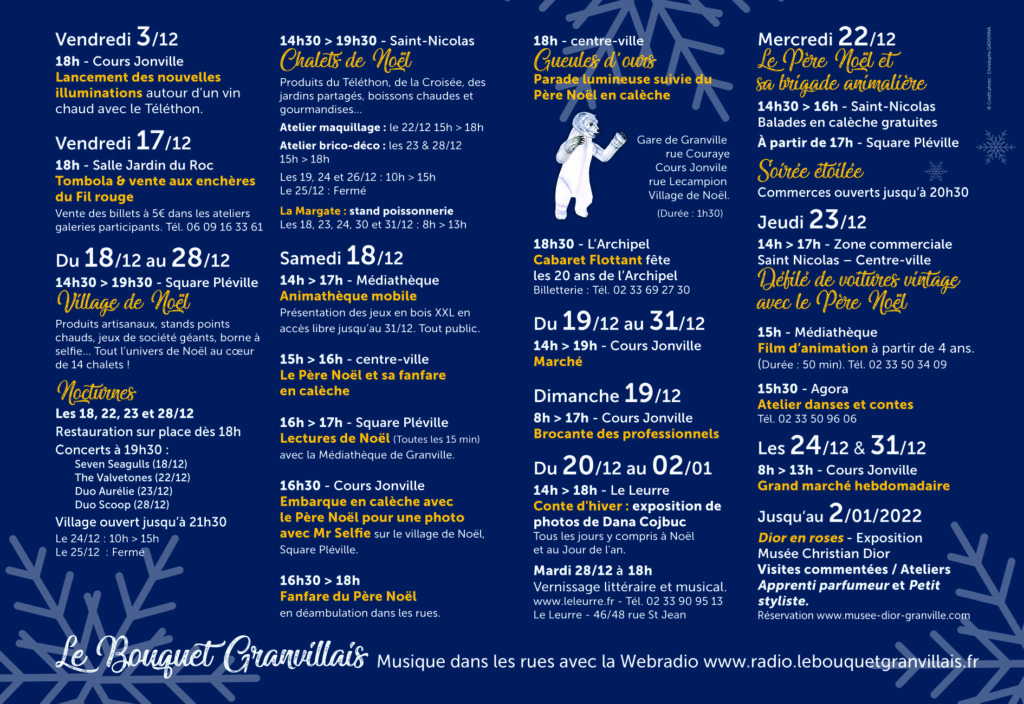 Programme animation Noel Granville 2021