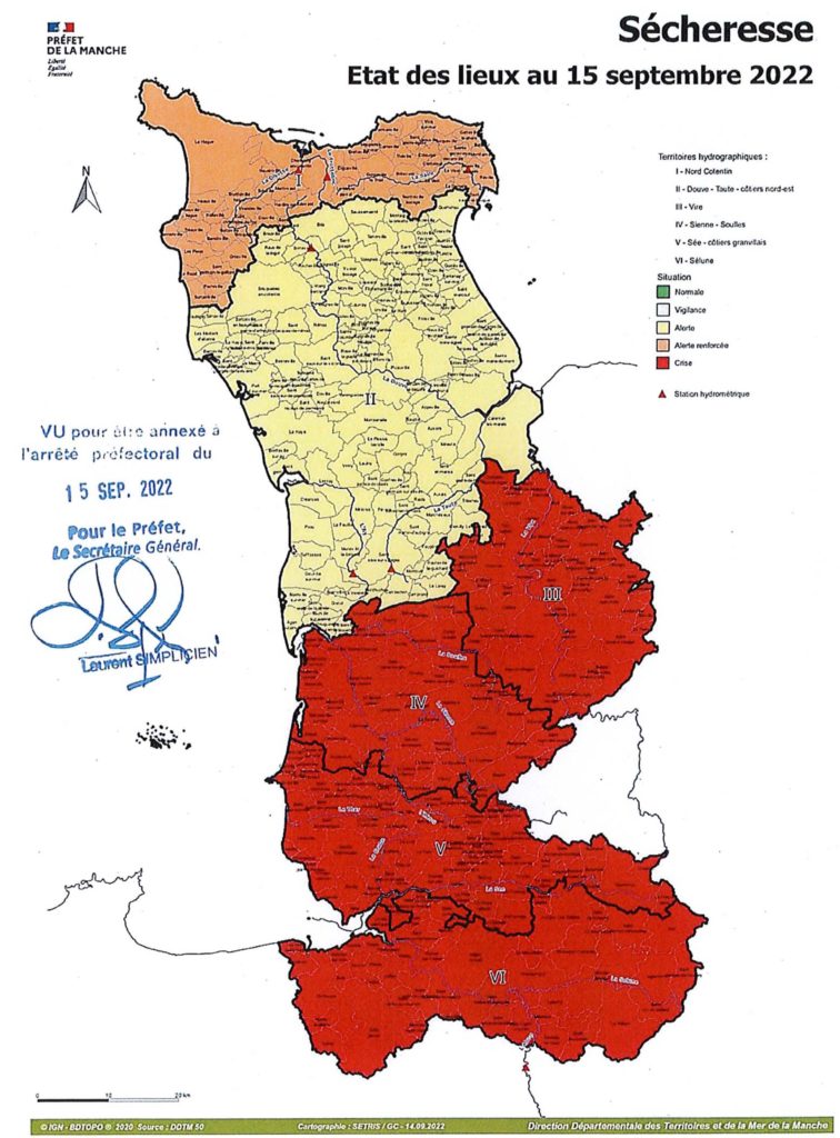 Prolongation de l’arrêté Préfectoral d’alerte de crise sécheresse dans la Manche