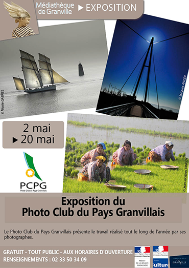 Affiche exposition Photo Club du Pays Granvillais à la Médiathèque de Granville Mai 2023