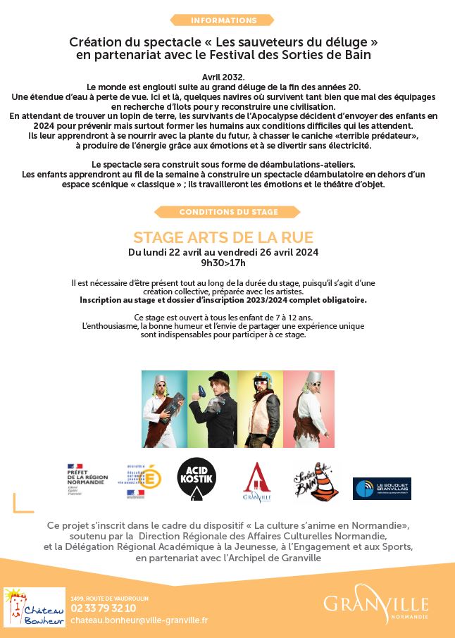 Stage arts de rue 2024 Chateau Bonheur programme Stage arts de rue 2024 Chateau Bonheur programme