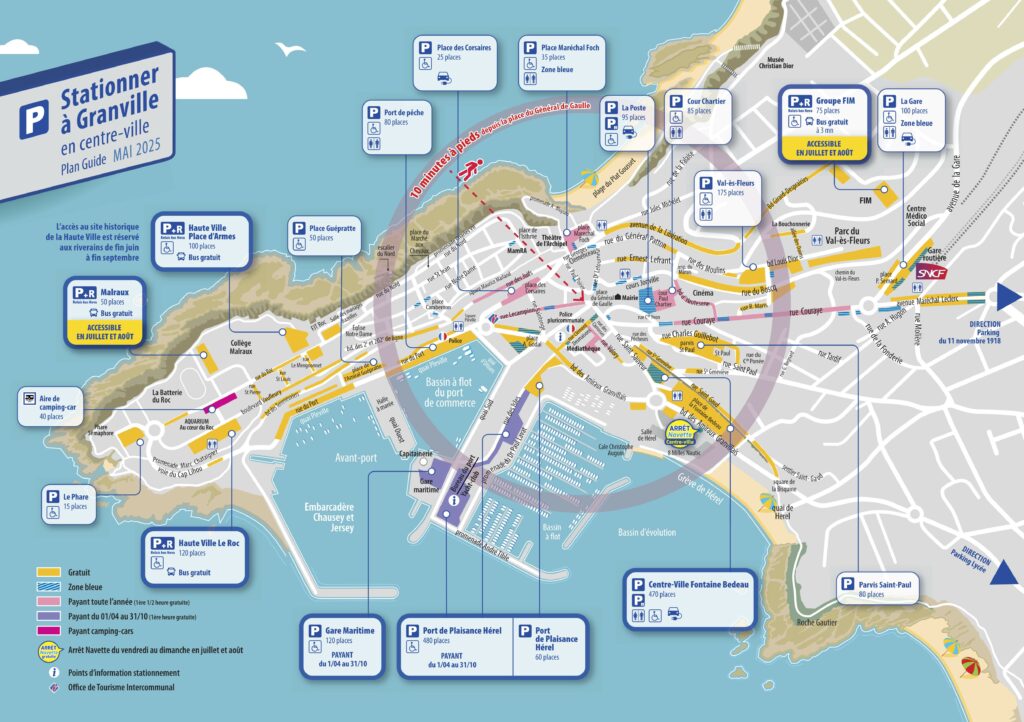 Plan guide se stationner à Granville