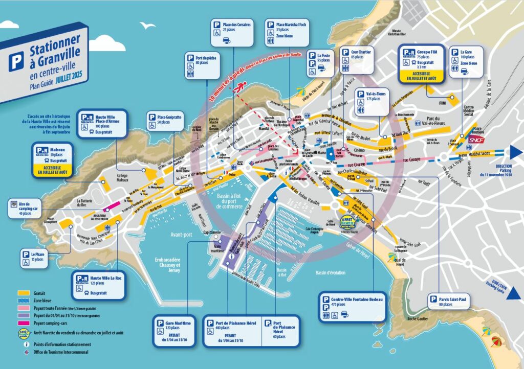 Plan guide stationnement juillet 2025 Granville