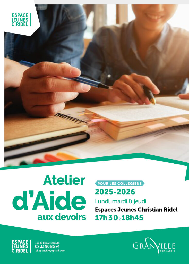 AFF_A4_EspaceJeunes_WEB L’aide aux devoirs, un coup de pouce pour les collégiens !