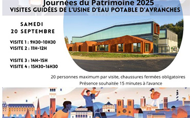 Journées Européennes du Patrimoine : Visites guidées de l’usine de production d’eau potable d’Avranches