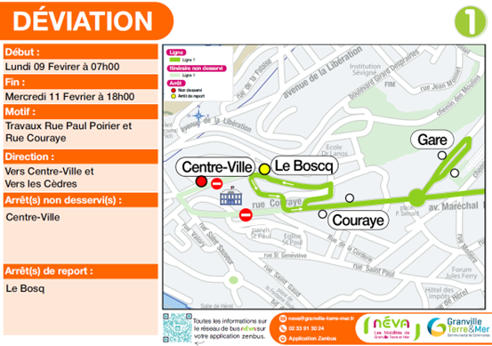 Déviation ligne 1 NEVA février 2026 Déviation ligne 1 NEVA février 2026