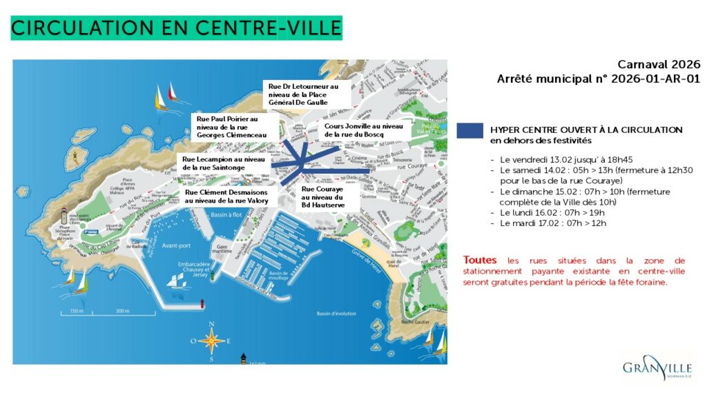 Circulation centre-ville carnaval de Granville 2026