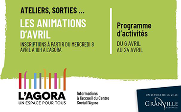 Animations avril 2026 centre social Agora