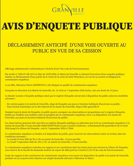 Granville lance une enquête publique sur le déclassement anticipé d’une partie de la route de Saint-Planchers
